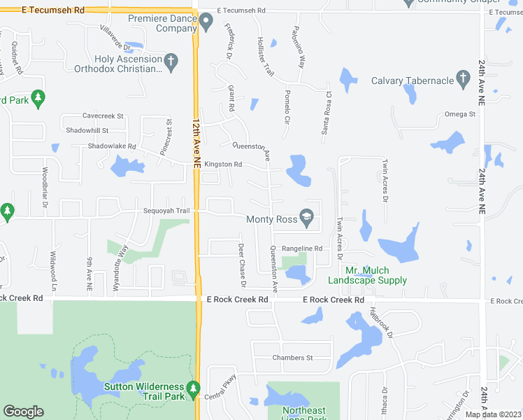 map of restaurants, bars, coffee shops, grocery stores, and more near 1428 Princeton Circle in Norman