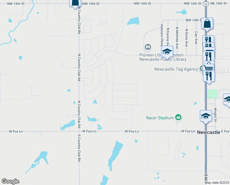 map of restaurants, bars, coffee shops, grocery stores, and more near 820 Northwest 5th Street in Newcastle