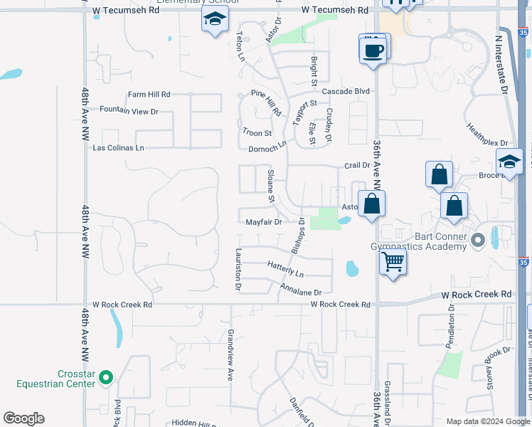 map of restaurants, bars, coffee shops, grocery stores, and more near 4008 Kent Street in Norman