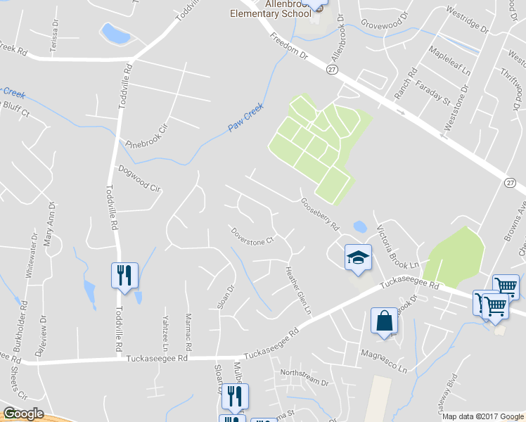 map of restaurants, bars, coffee shops, grocery stores, and more near 2310 Heather Glen Lane in Charlotte