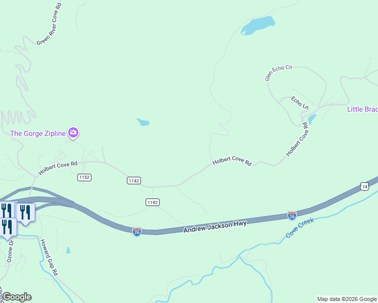 map of restaurants, bars, coffee shops, grocery stores, and more near 2665 Holbert Cove Road in Saluda