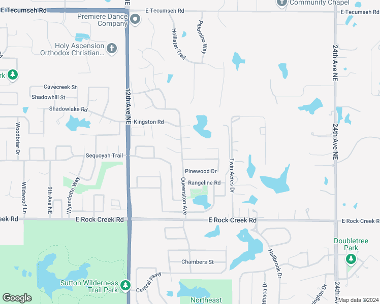 map of restaurants, bars, coffee shops, grocery stores, and more near 1508 Hempstead Court in Norman