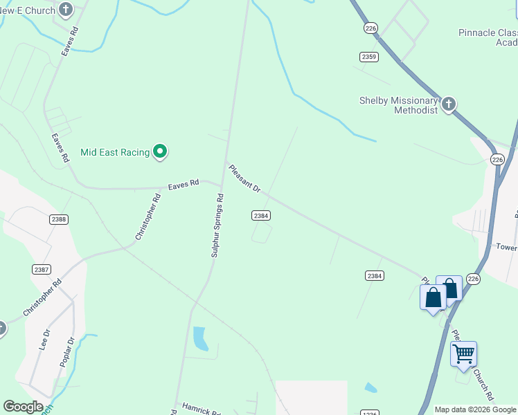 map of restaurants, bars, coffee shops, grocery stores, and more near 3000 Drake Circle in Shelby