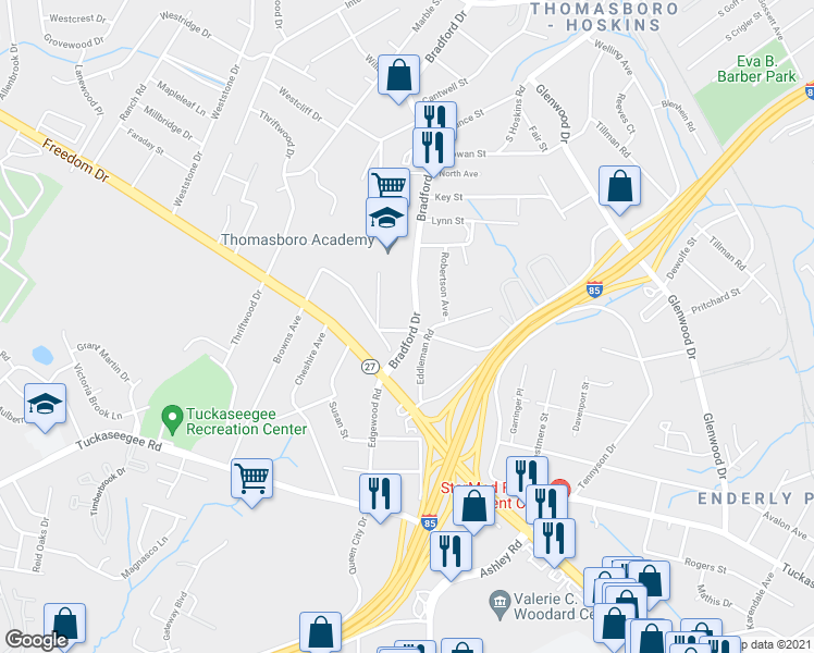map of restaurants, bars, coffee shops, grocery stores, and more near in Charlotte