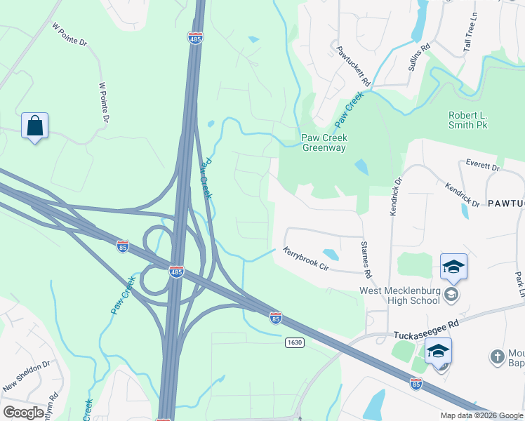 map of restaurants, bars, coffee shops, grocery stores, and more near 2224 Latimer Lane in Charlotte