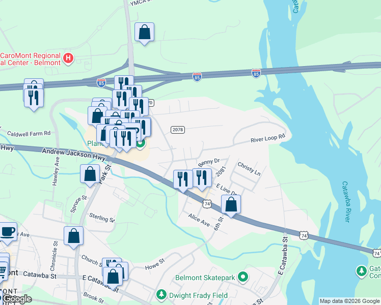 map of restaurants, bars, coffee shops, grocery stores, and more near 15 McKee Circle in Belmont