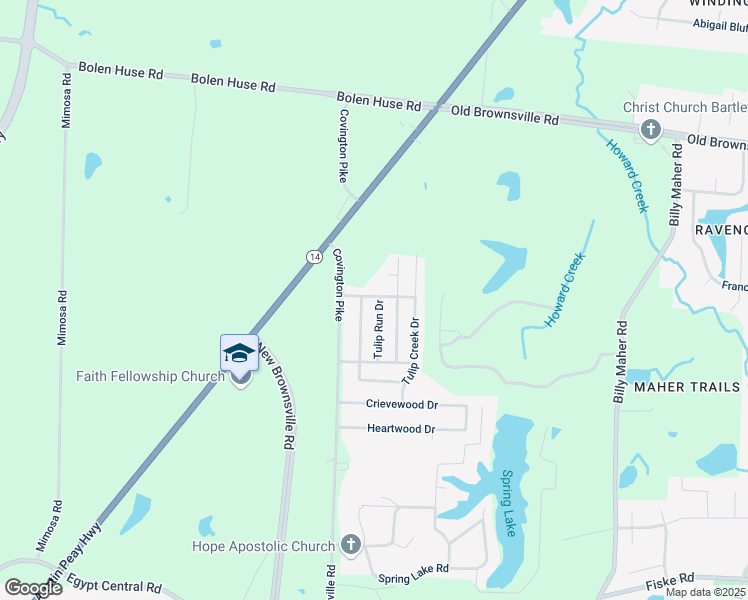 map of restaurants, bars, coffee shops, grocery stores, and more near 4623 Tulip Run Drive in Bartlett