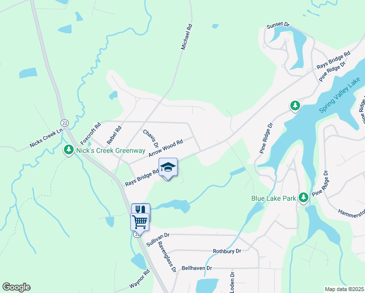 map of restaurants, bars, coffee shops, grocery stores, and more near 139 Arrow Wood Road in Carthage