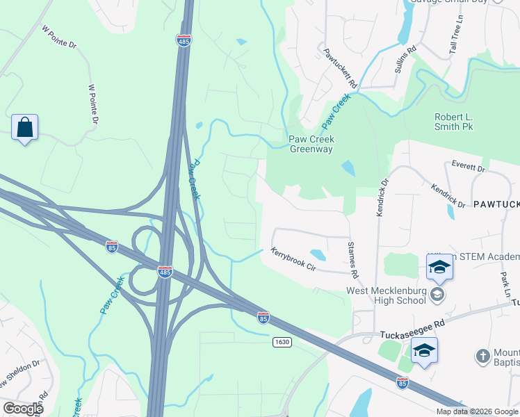 map of restaurants, bars, coffee shops, grocery stores, and more near 8133 Kerrybrook Circle in Charlotte