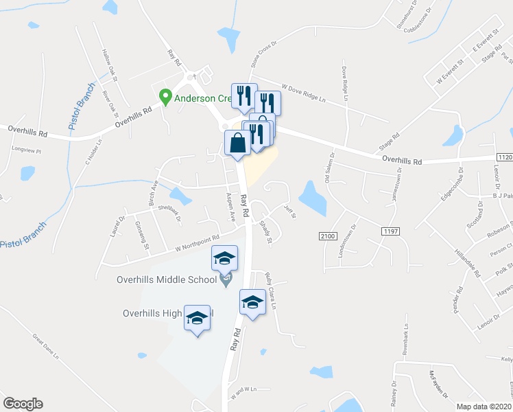 map of restaurants, bars, coffee shops, grocery stores, and more near 110 Wedgewood Drive in Spring Lake