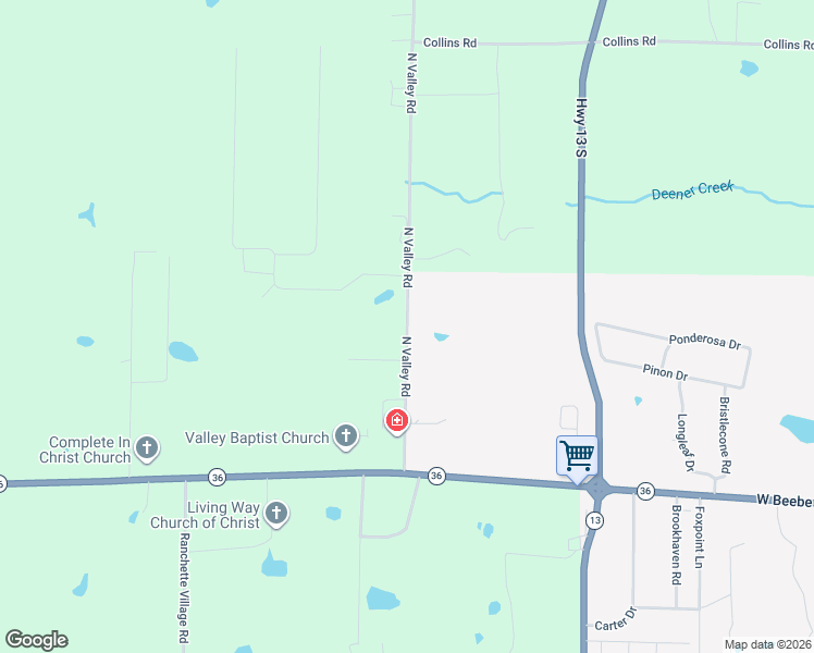 map of restaurants, bars, coffee shops, grocery stores, and more near 155 North Valley Road in Searcy