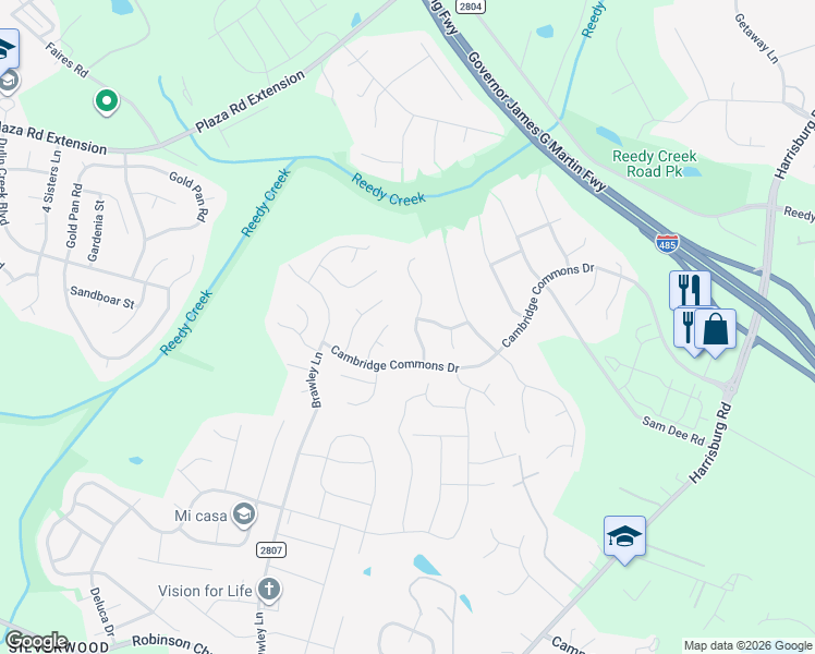 map of restaurants, bars, coffee shops, grocery stores, and more near in Charlotte