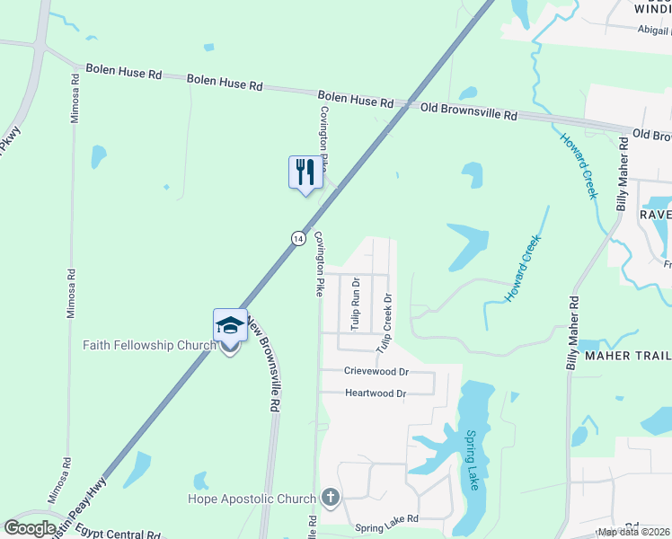 map of restaurants, bars, coffee shops, grocery stores, and more near 4670 Covington Pike in Memphis