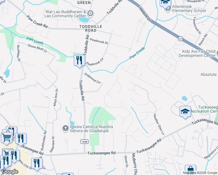 map of restaurants, bars, coffee shops, grocery stores, and more near 1922 Sloan Drive in Charlotte