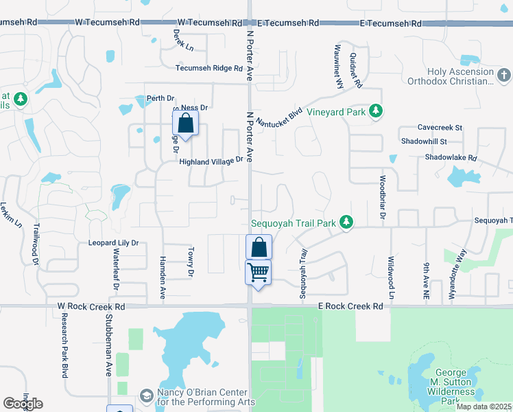 map of restaurants, bars, coffee shops, grocery stores, and more near 101 Napoli Court in Norman
