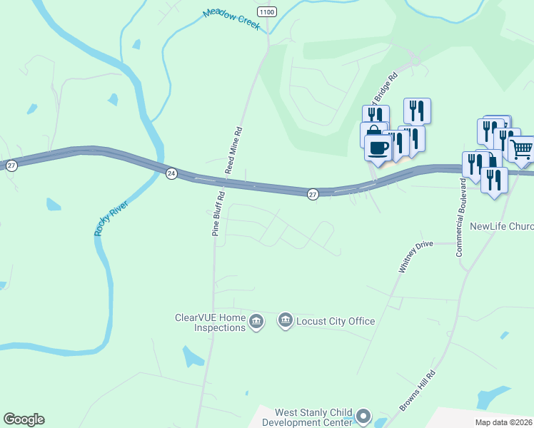 map of restaurants, bars, coffee shops, grocery stores, and more near 6550 Highway 24 in Midland