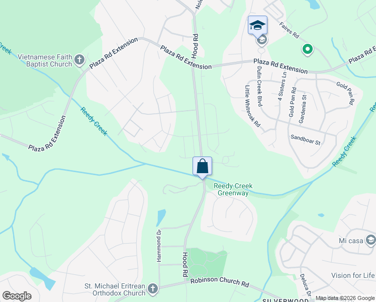 map of restaurants, bars, coffee shops, grocery stores, and more near 8215 Hood Road in Charlotte