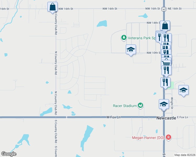 map of restaurants, bars, coffee shops, grocery stores, and more near 913 Northwest 6th Street in Newcastle