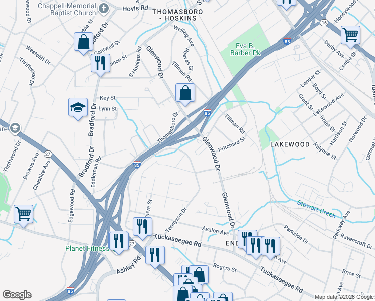 map of restaurants, bars, coffee shops, grocery stores, and more near in Charlotte