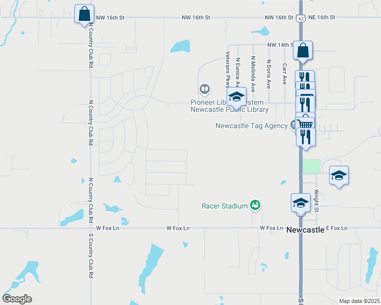 map of restaurants, bars, coffee shops, grocery stores, and more near 820 Northwest 5th Street in Newcastle
