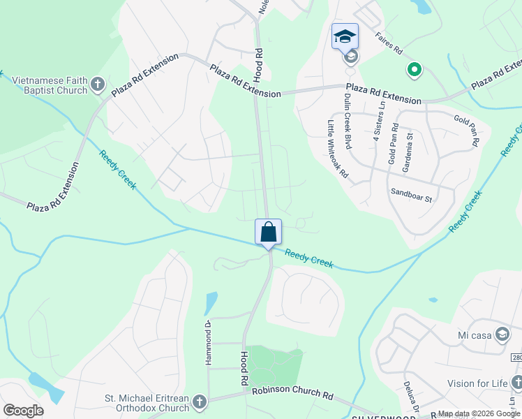 map of restaurants, bars, coffee shops, grocery stores, and more near 7868-8598 Hood Road in Charlotte