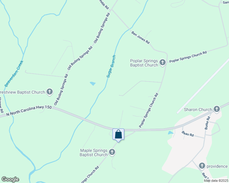 map of restaurants, bars, coffee shops, grocery stores, and more near 1118 Poplar Springs Church Road in Shelby