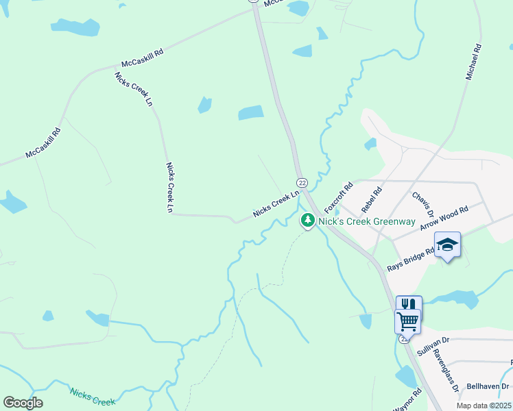 map of restaurants, bars, coffee shops, grocery stores, and more near 605 Nicks Creek Lane in Carthage