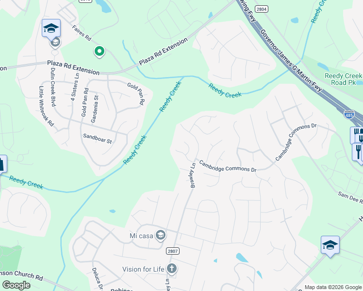 map of restaurants, bars, coffee shops, grocery stores, and more near 10331 Creswell Court in Charlotte