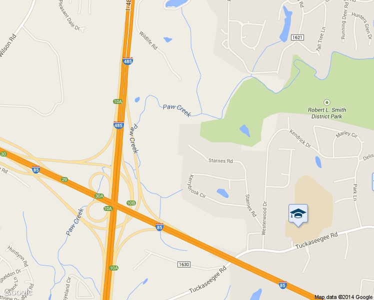 map of restaurants, bars, coffee shops, grocery stores, and more near 2530 Starnes Road in Charlotte