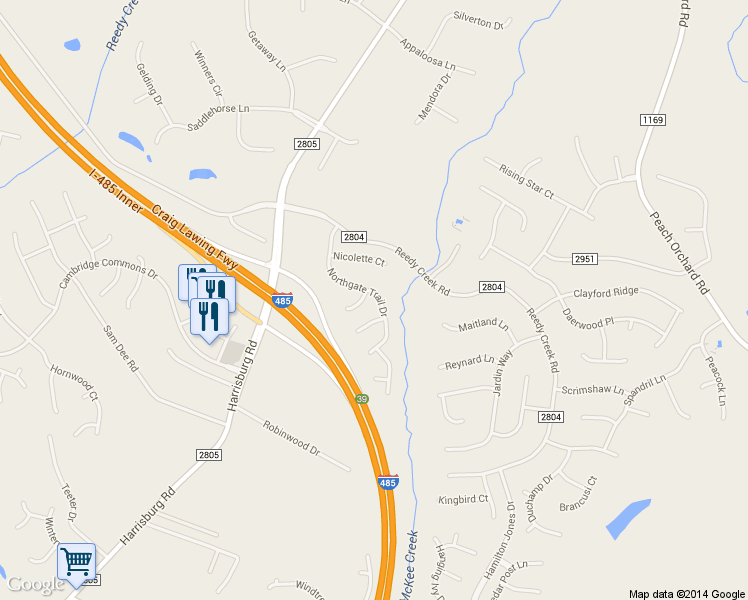 map of restaurants, bars, coffee shops, grocery stores, and more near in Charlotte