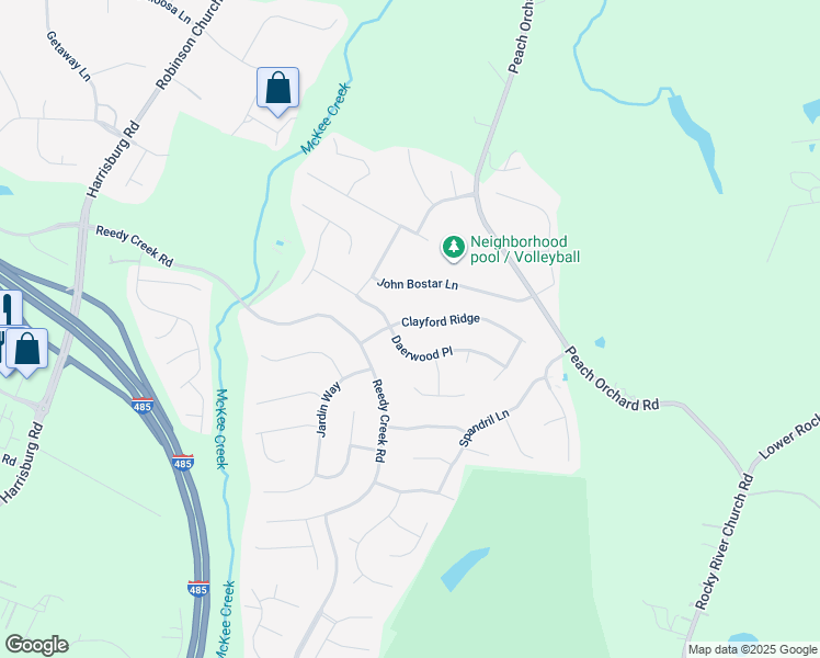 map of restaurants, bars, coffee shops, grocery stores, and more near 11112 Clayford Ridge in Charlotte