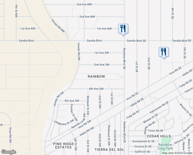 map of restaurants, bars, coffee shops, grocery stores, and more near in Rio Rancho