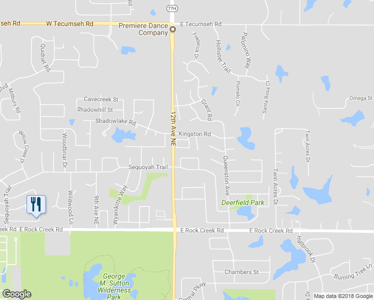 map of restaurants, bars, coffee shops, grocery stores, and more near 1258 Kingston Road in Norman