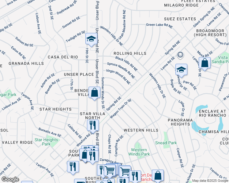 map of restaurants, bars, coffee shops, grocery stores, and more near 2011 Pine Bough Road Northeast in Rio Rancho