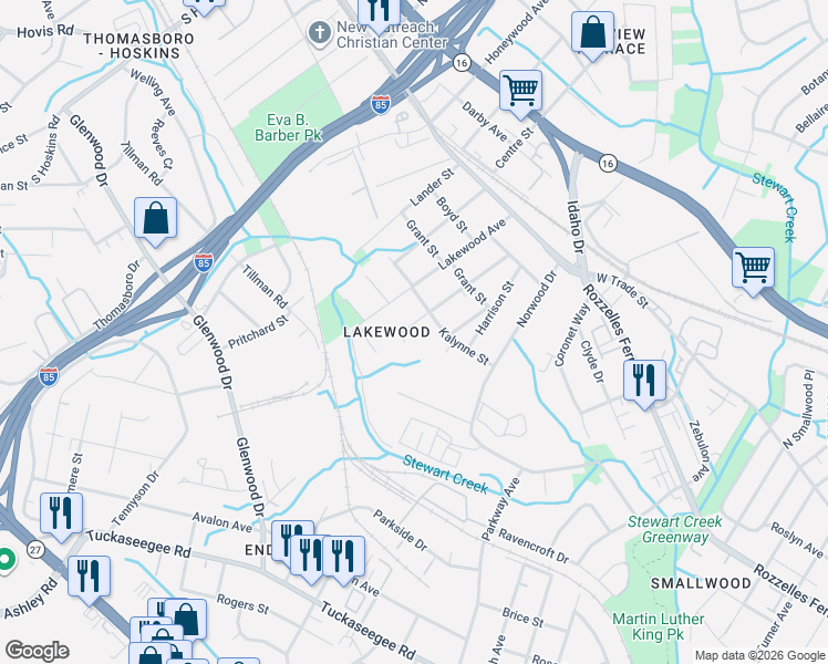 map of restaurants, bars, coffee shops, grocery stores, and more near 429 Jones Street in Charlotte