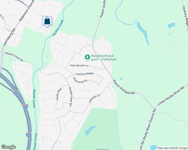 map of restaurants, bars, coffee shops, grocery stores, and more near 11308 Clayford Ridge in Charlotte