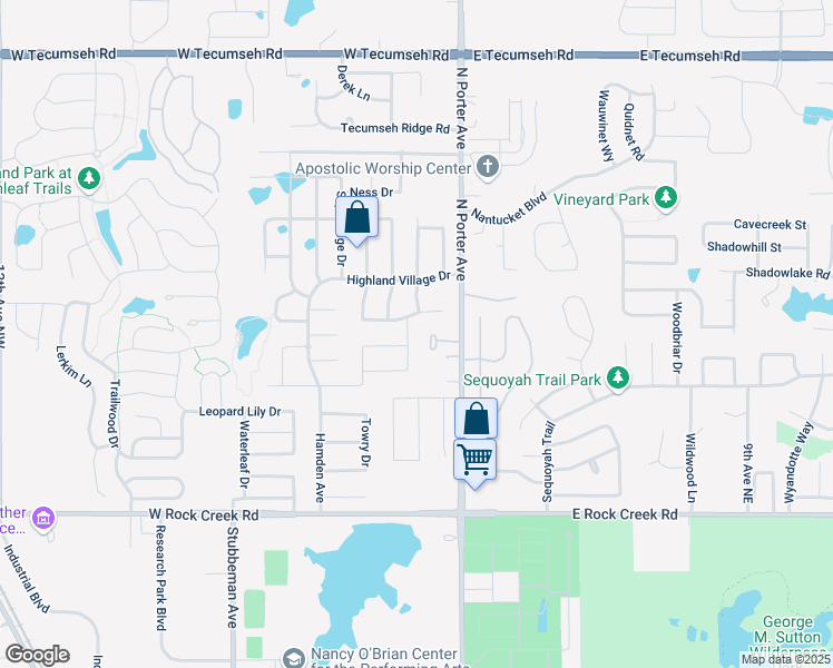 map of restaurants, bars, coffee shops, grocery stores, and more near 2825 Marbel Drive in Norman