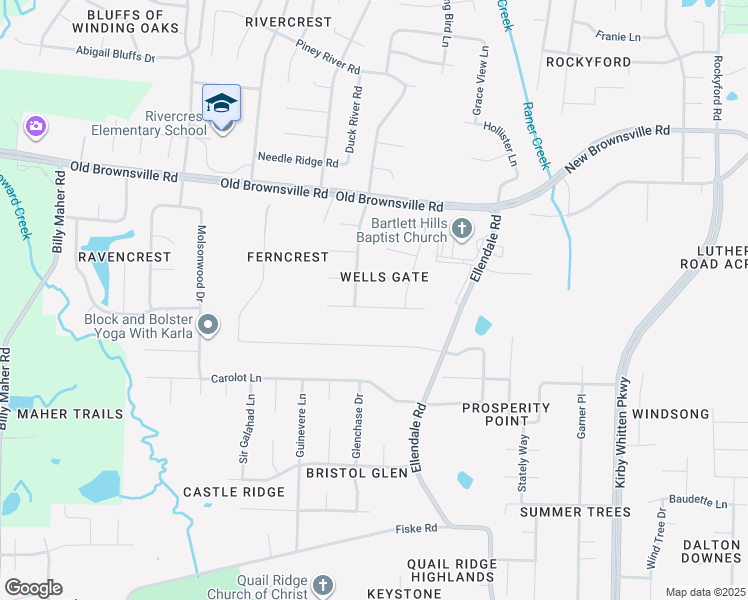 map of restaurants, bars, coffee shops, grocery stores, and more near 6450 Wells Grove Drive in Bartlett