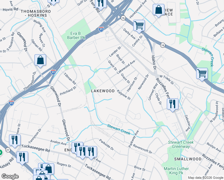 map of restaurants, bars, coffee shops, grocery stores, and more near 429 Jones Street in Charlotte