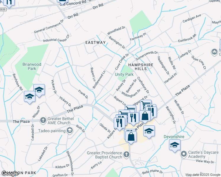 map of restaurants, bars, coffee shops, grocery stores, and more near 5613 Rupert Lane in Charlotte