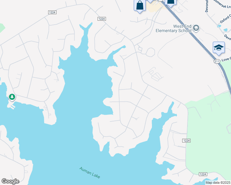 map of restaurants, bars, coffee shops, grocery stores, and more near 132 Otter Drive in West End