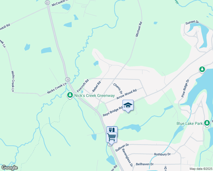 map of restaurants, bars, coffee shops, grocery stores, and more near 642 Michael Road in Carthage