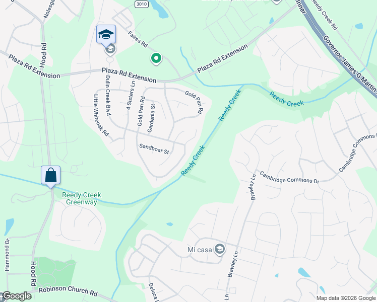 map of restaurants, bars, coffee shops, grocery stores, and more near 10363 Gold Pan Road in Charlotte
