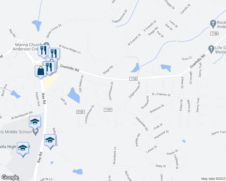 map of restaurants, bars, coffee shops, grocery stores, and more near 89 Jamestown Drive in Spring Lake