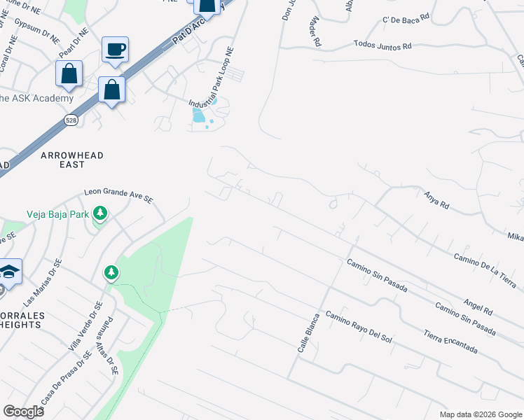 map of restaurants, bars, coffee shops, grocery stores, and more near 1312 Angel Road in Corrales