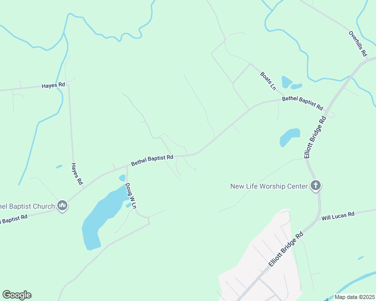 map of restaurants, bars, coffee shops, grocery stores, and more near 2651 Bethel Baptist Road in Spring Lake