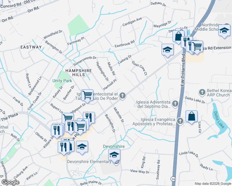 map of restaurants, bars, coffee shops, grocery stores, and more near in Charlotte