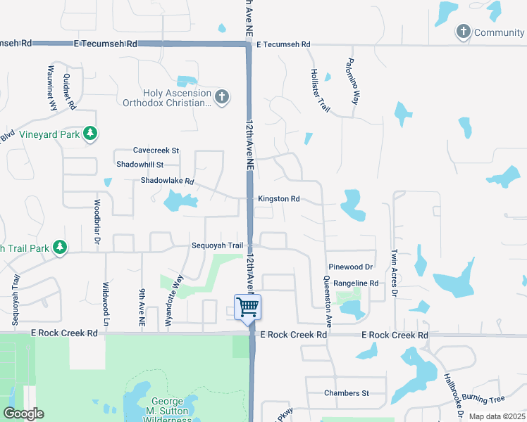 map of restaurants, bars, coffee shops, grocery stores, and more near 1234 Kingston Road in Norman