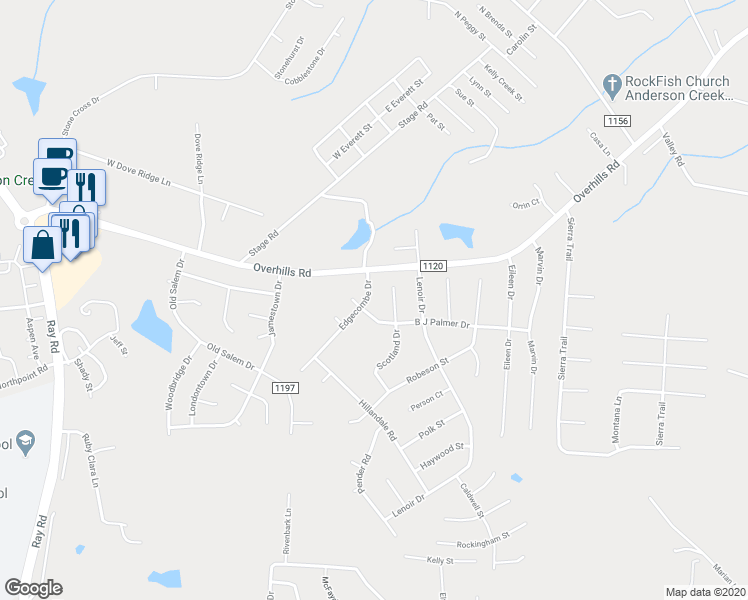 map of restaurants, bars, coffee shops, grocery stores, and more near 65 Edgecombe Drive in Spring Lake