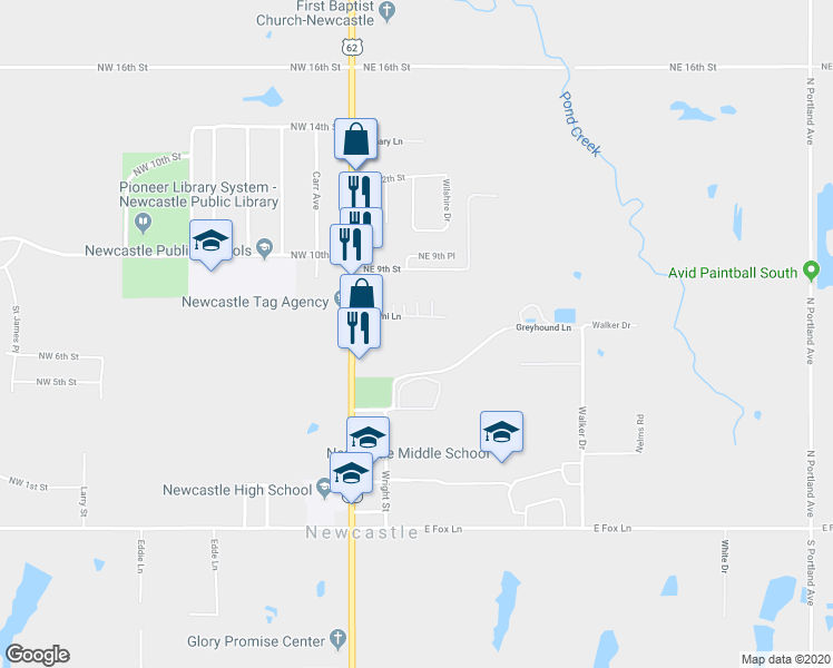 map of restaurants, bars, coffee shops, grocery stores, and more near 200 Naomi Lane in Newcastle